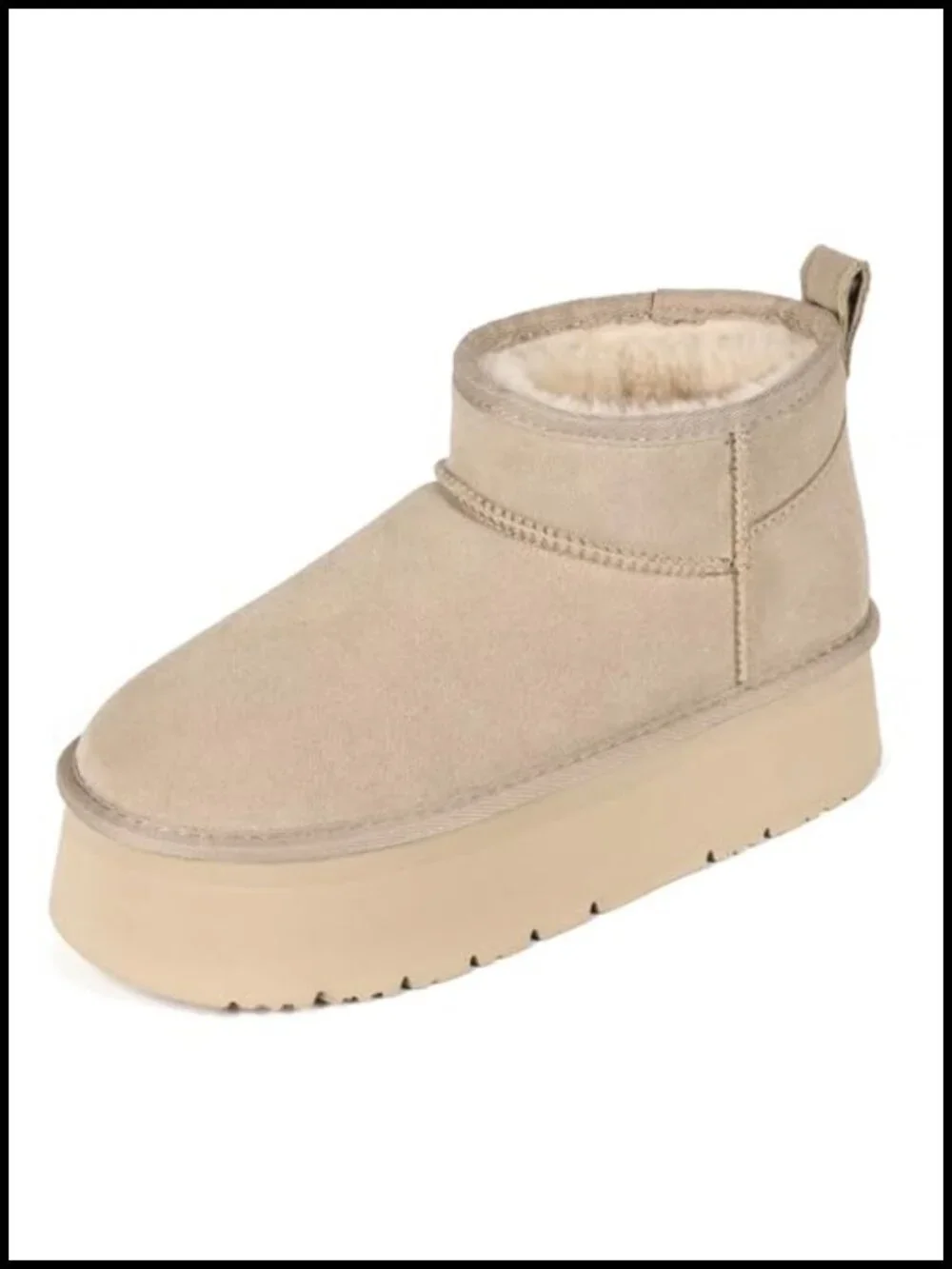Genuine Suede Ankle Platform Boots Women Winter Snow Boots Faux Fur Lining